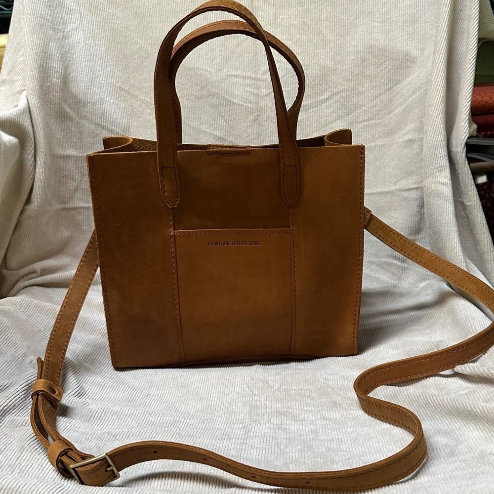 Portland Leather Goods Mini Crossbody Tote Honey Tan Leather Handbag